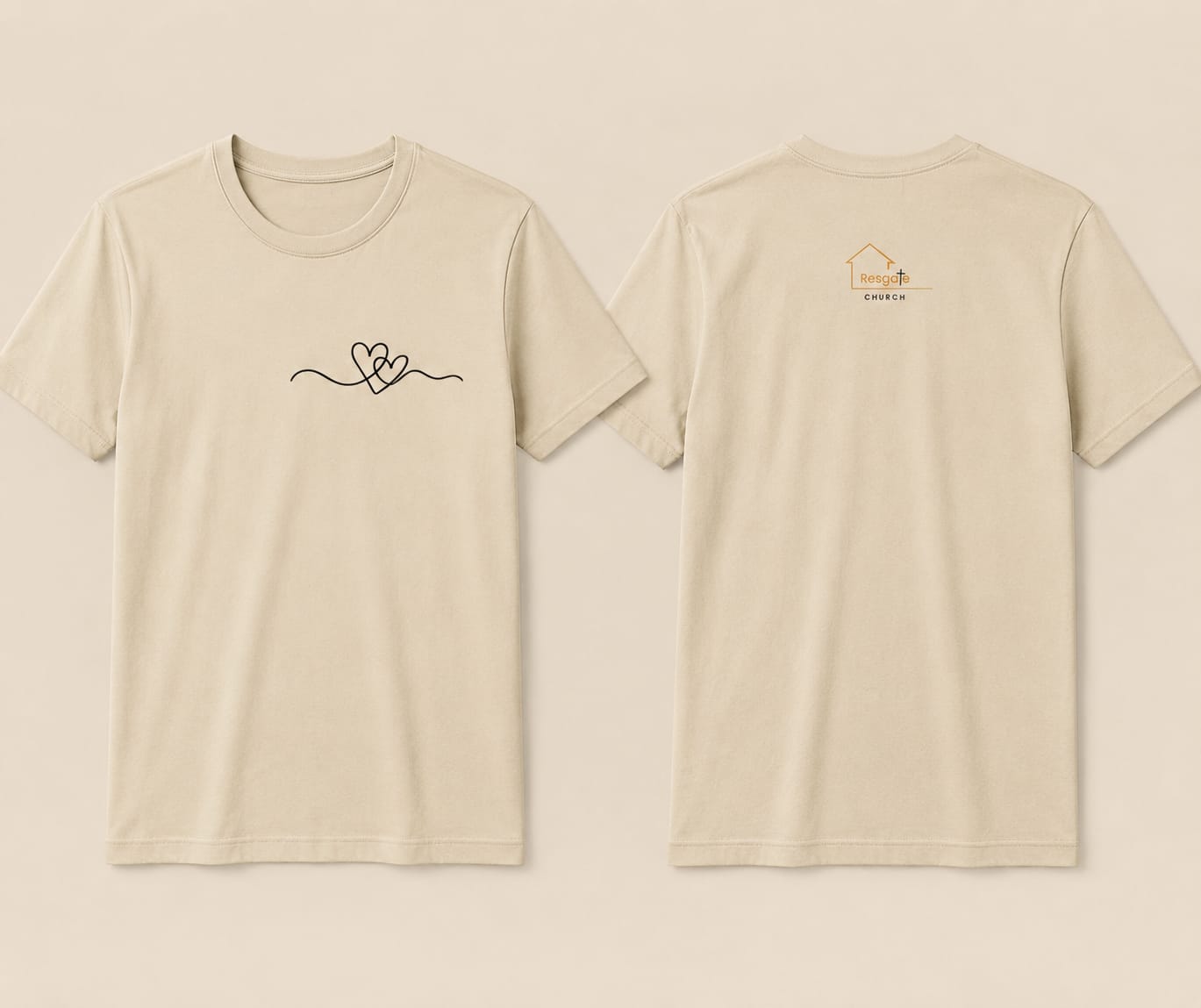 Camiseta Casa Resgate off-white, frente e costas